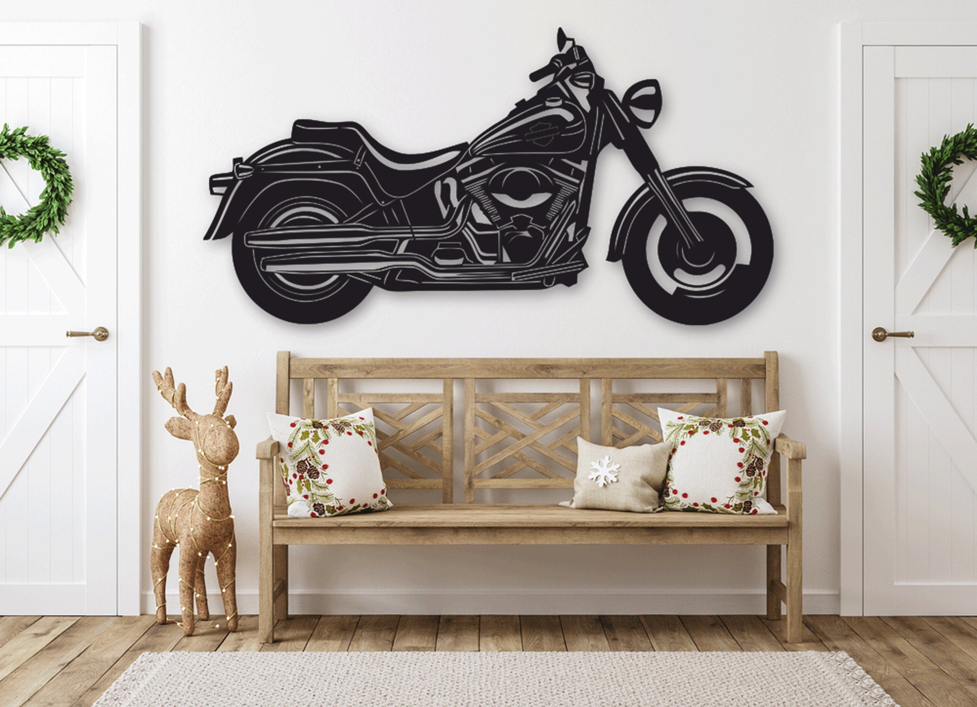 Harley Davidson motorcycle chopper laser cut dxf files wall | Etsy