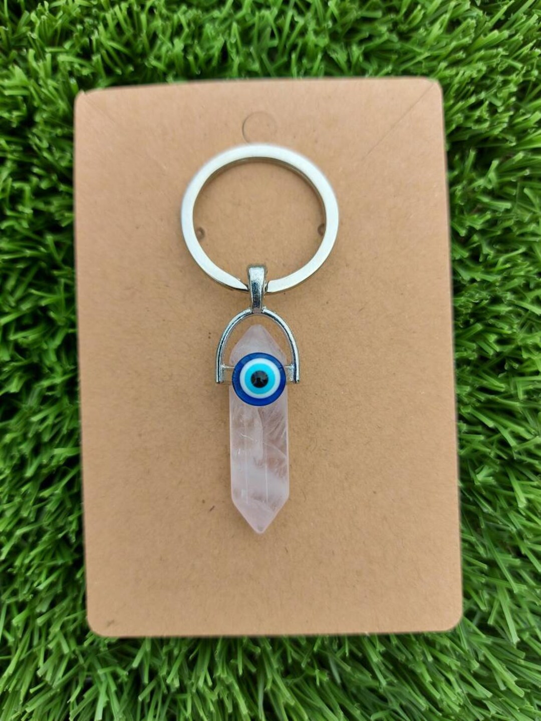Crystal Keyring Rose Quartz Keychain Healing Crystal Etsy