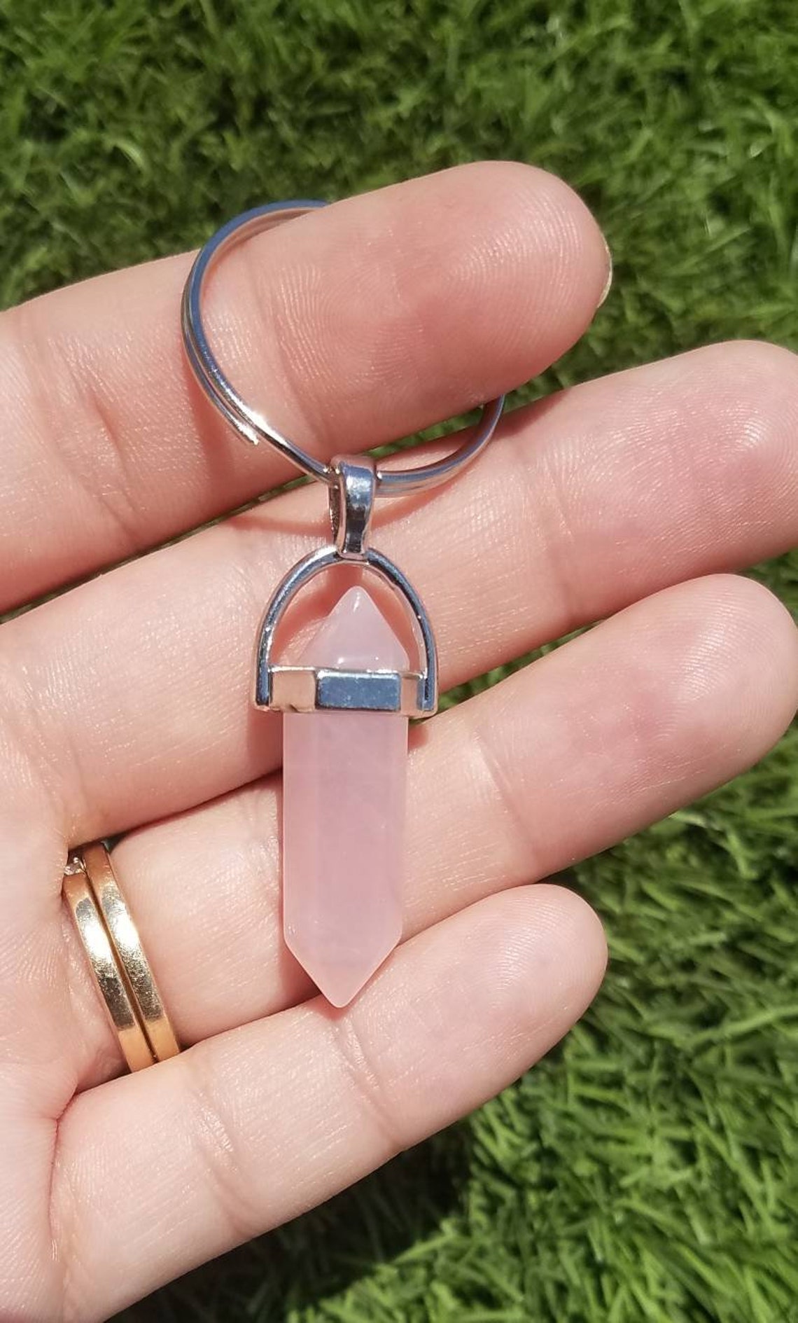 Rose Quartz keychain healing Crystal Keychain Love Crystal Etsy