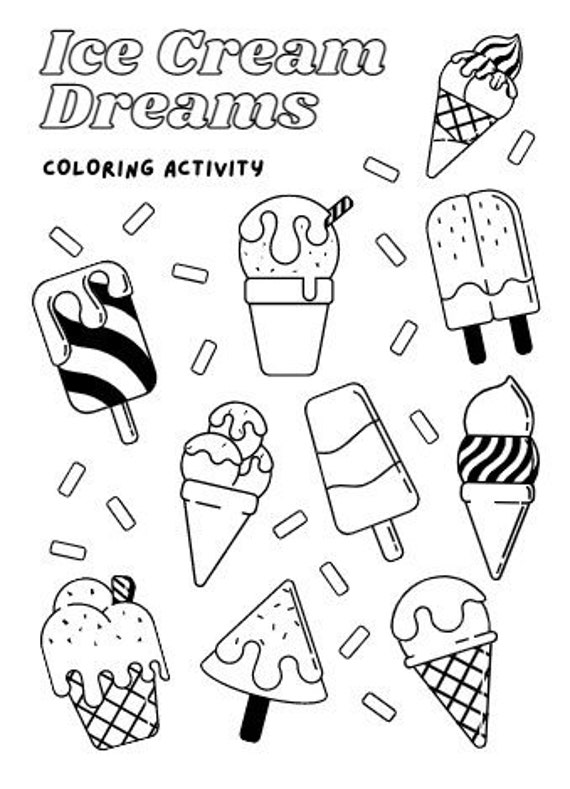 ice cream coloring pages etsy