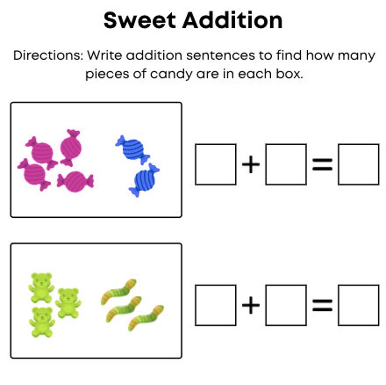 food math worksheets for young kids etsy