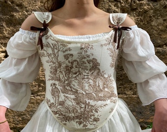 Renaissance Korsett Mieder: Braunes Ren Fair Kostüm, Cottagecore Korsett