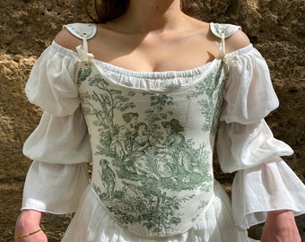 Renaissance Corset Bodice, Green Ren Fair Corset, Elizabethan corset, Halloween Costume, Cosplay Medieval Corset, Cottagecore , Green Corset