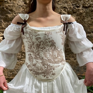 Renaissance Corset Bodice, Brown Ren Fair Corset, Elizabethan corset, Halloween Costume, Cosplay Medieval Corset, Cottagecore , Brown Corset