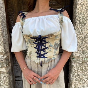Renaissance Corset Peasant Bodice, Straps Festival Corset, Overbust Made to Measure, Medieval Corset, Victorian Corset Stays, Cottage Core