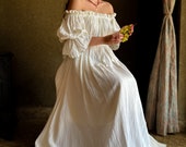 Cotton Renaissance Milkmaid Dress: Ruffle Short Sleeve Chemise
