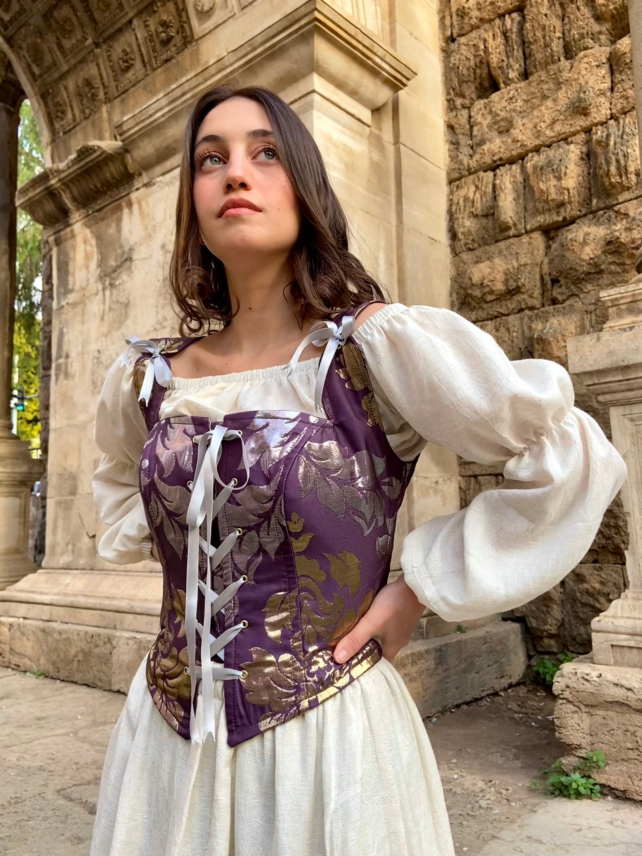 Renaissance Corset Bodice Stays in Purple Silver and Gold, Ren Fair Corset  Stays, Handmade Corset, Medieval Corset, Costume Halloween 