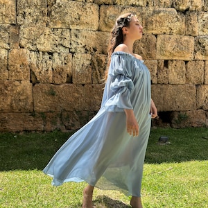 Seidiges Chiffon Renaissance Kleid | Milchmädchen Kleid mit Puffärmeln Bild 6