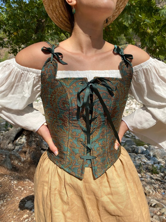 Renaissance Corset Peasant Bodice, Ren Fair Corset, Corset Stays