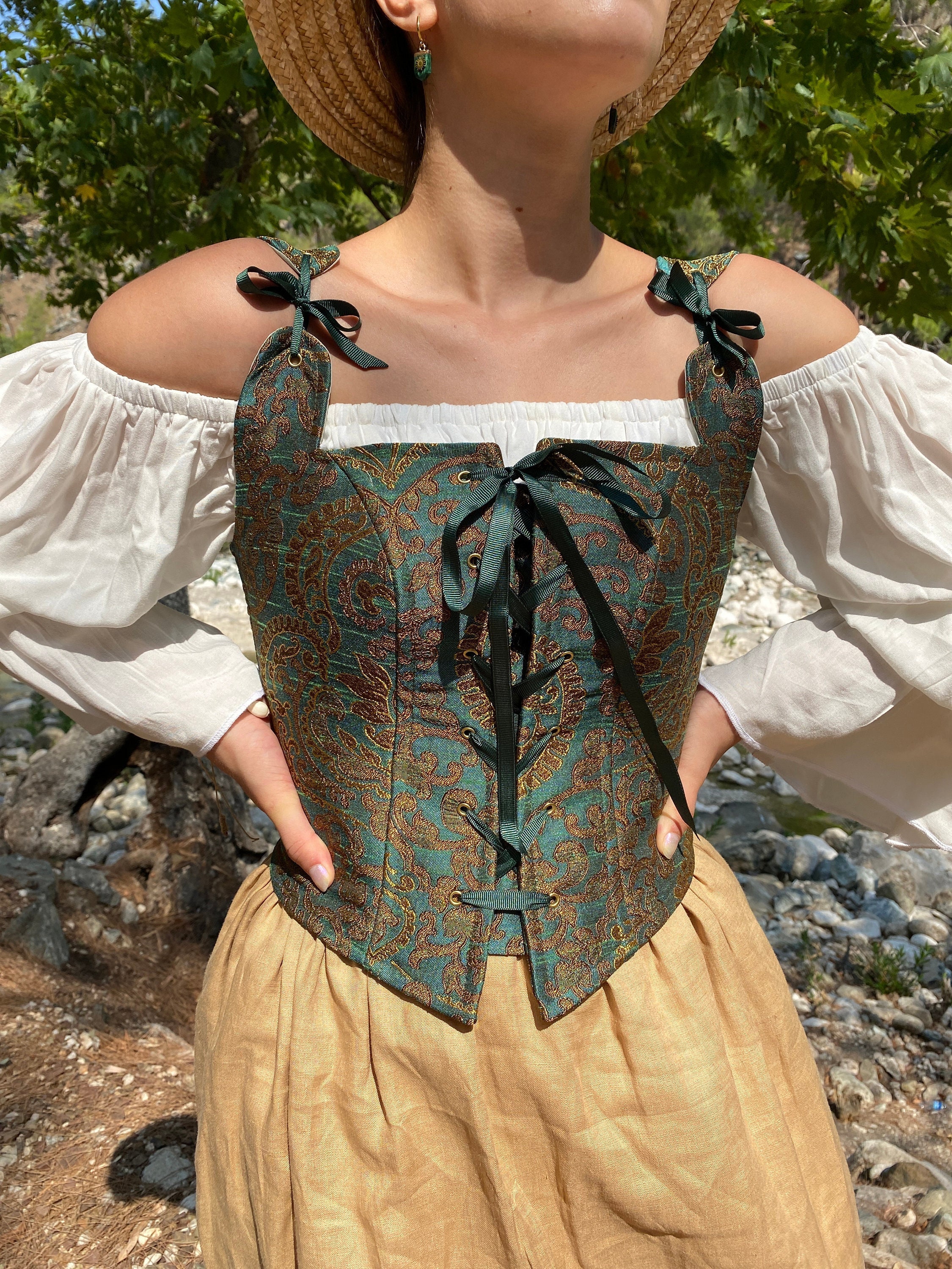 Renaissance Corset Peasant Bodice, Ren Fair Corset, Corset Stays