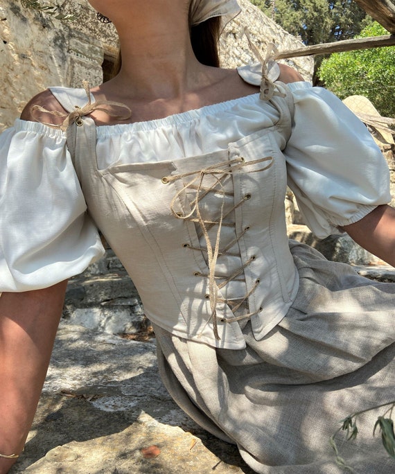 Renaissance Corset Peasant Bodice, Victorian Corset, Handmade Linen Stays,  Linen Medieval Corset, Overbust/underbust, Outlander Corset, -  Canada