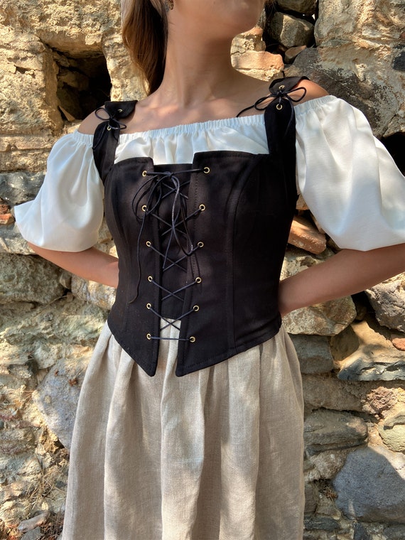 Gothic Renaissance Faire Corset Tops Vintage Bustier Crop Tops