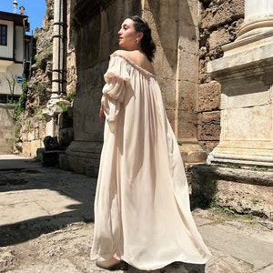 MORE COLORS Chiffon Silky Renaissance Dress Renaissance Chemise Vintage Nightgown Puff Sleeve Off the Shoulder Cotton Lining Dress image 7