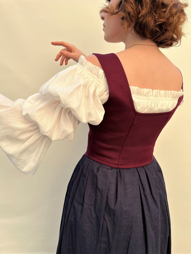 Burgundy Renaissance Corset Bodice: Cottage Core Ren Fair Top - Etsy