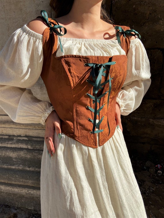 Renaissance Corset Peasant Bodice, Halloween Corset, Victorian