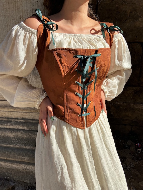 Renaissance Corset Peasant Bodice, Halloween Corset, Victorian