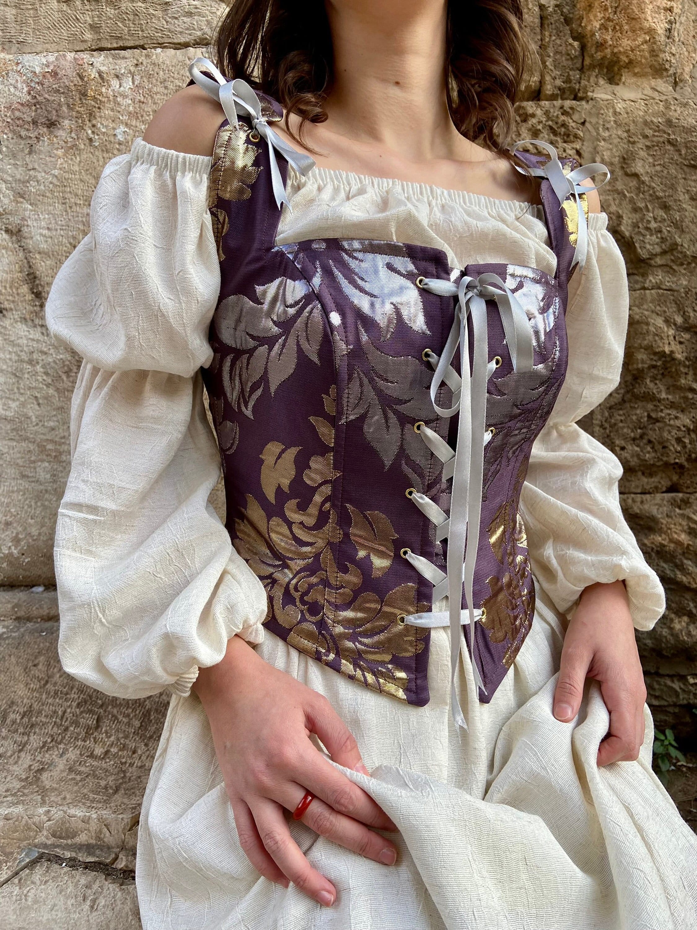 Renaissance Corset Bodice Stays in Purple Silver and Gold, Ren Fair Corset  Stays, Handmade Corset, Medieval Corset, Costume Halloween 