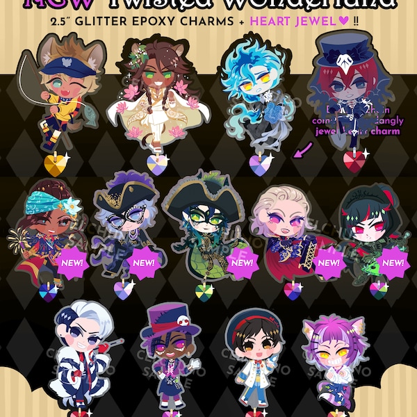 TWISTED WONDERLAND SSR Chenya Crewel Fairy Gala Halloween Heart Jewel Glitter Epoxy Acrylic Charms Twst