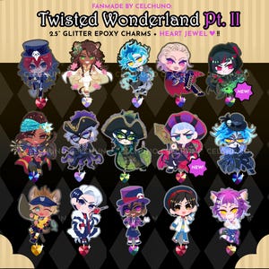 TWISTED WONDERLAND SSR Chenya Crewel Fairy Gala Halloween Heart Jewel Glitter Epoxy Acrylic Charms Twst