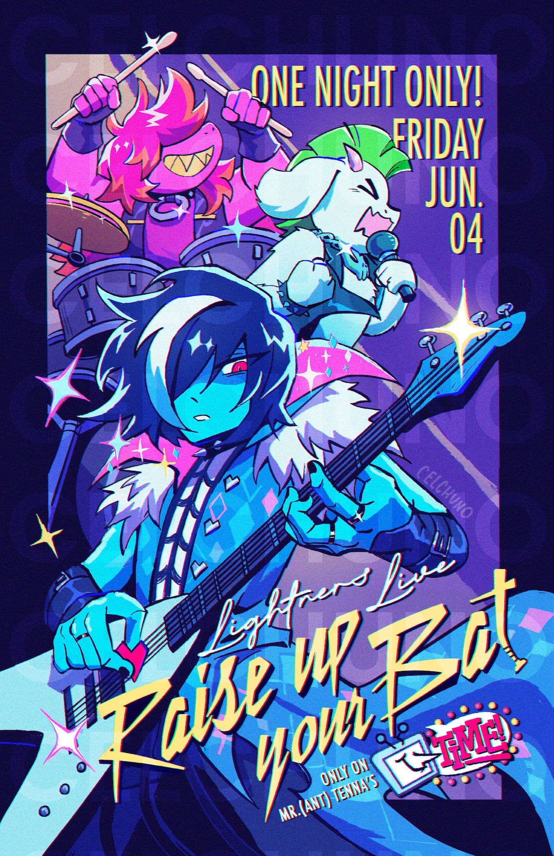 Deltarune Raise up Your Bat Kris Ralsei Susie Holographic Print - Etsy