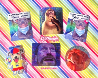 Silly Sticker Collection Propeller Hat Dog Yaoi Yuri Thinking Monkey Funny Gift