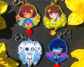 UNDERTALE DELTARUNE Chara Frisk Sans Kris Mirror Acrylic Charms