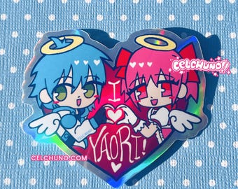 I Love Yaori Holographic Yuri Yaoi Heart Aoba Madoka Rainbow Sticker