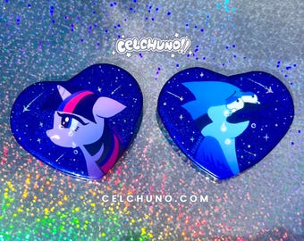 Mordecai x Twilight Sparkle Airplanes in the Night Sky Glitter Button Set