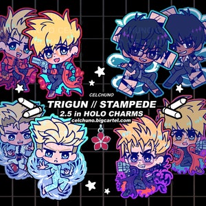 Trigun Vash Wolfwood Knives 3&quot; Holographic Flower Charm