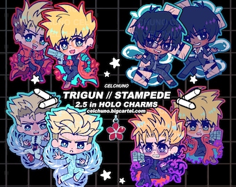 Cuchillos Wolfwood Trigun Vash con dije de flor holográfica de 3"