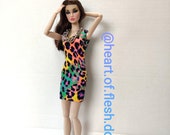 SUMMER FUN figure hugging mini dress and chain necklace for 12in fashion doll Barbie Sindy Disney Poppy Parker Nuface Integrity toys etc