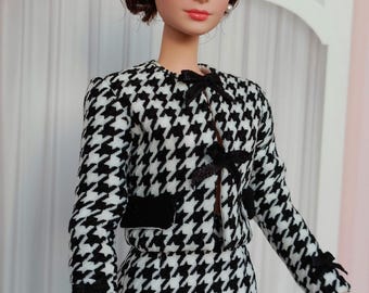 Traje de 2 piezas completamente forrado (chaqueta y falda) UTTER ELEGANCE para muñeca de moda femenina de 11 y 12 pulgadas