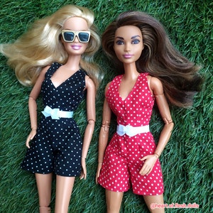 PLAY ALL DAY mini polka dot/stars playsuit for 1:6 scale 12in fashion doll