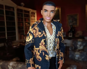BLACK GOLD 3-piece suit (blazer, waistcoat and trousers) for 11.5inch male fashion doll