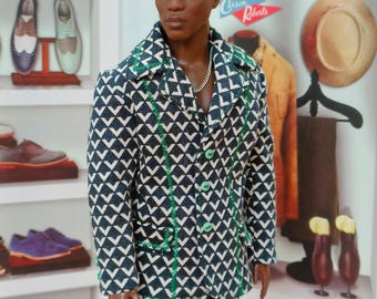 GREEN TWIST 2-piece suit (jacket and trousers) for 11.5inch male fashion doll
