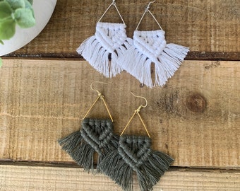 Triangle Macrame Earrings | Boho Earrings | Macrame Earrings | Handmade Earrings | Simple Earrings