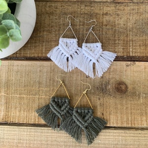 Triangle Macrame Earrings | Boho Earrings | Macrame Earrings | Handmade Earrings | Simple Earrings