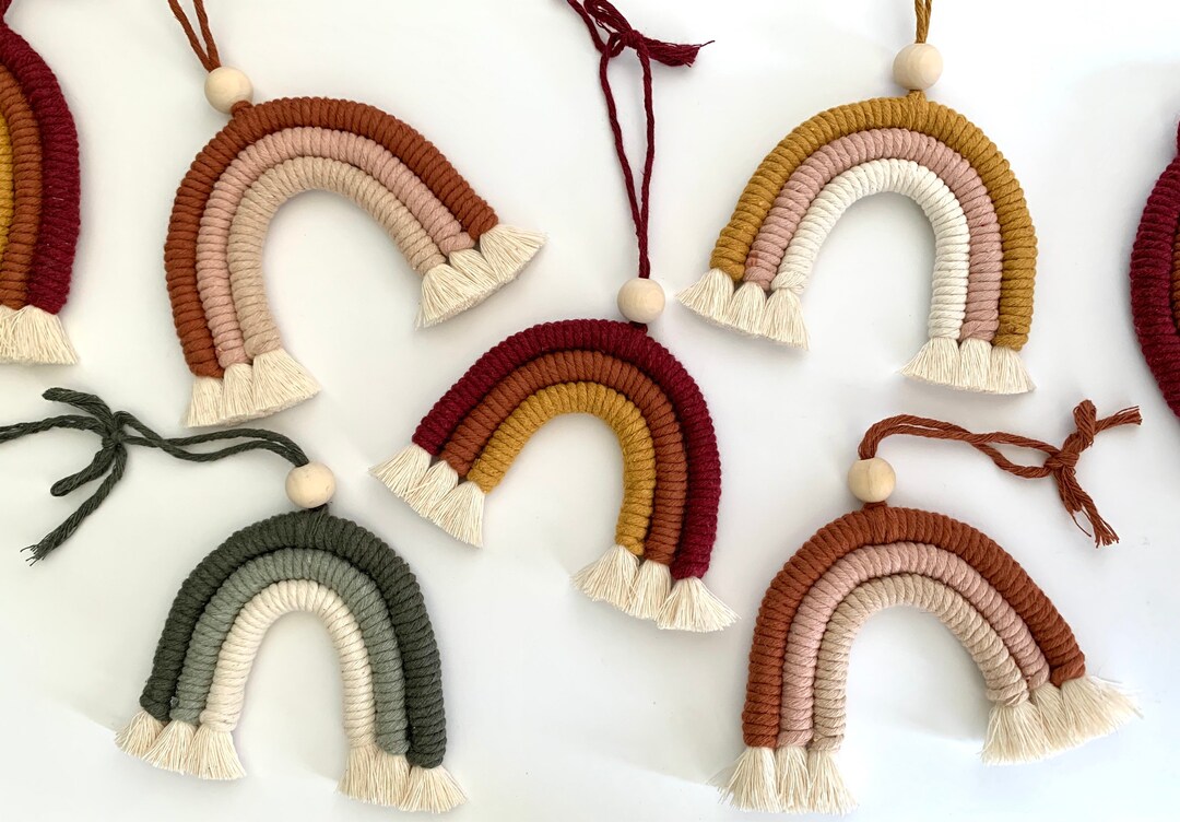 Macrame Rainbow Car Charm Macrame Car Charm Rainbow Car Charm Etsy