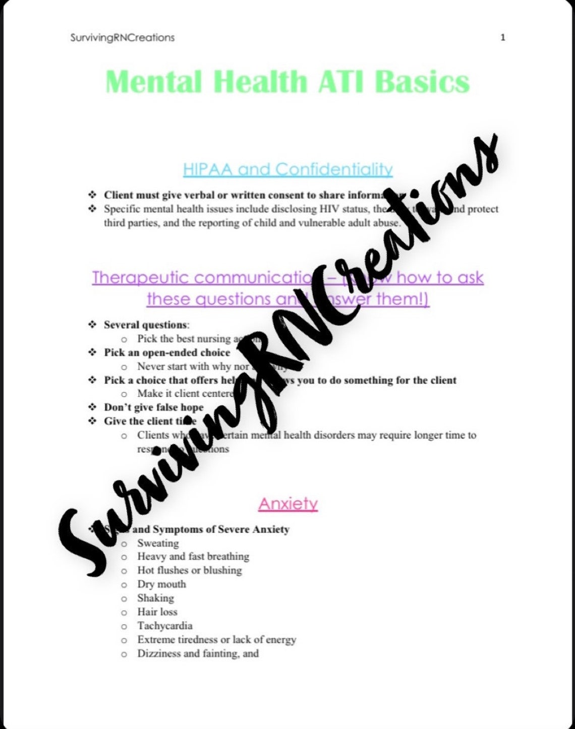 Mental Health ATI Basic Proctored Review Etsy