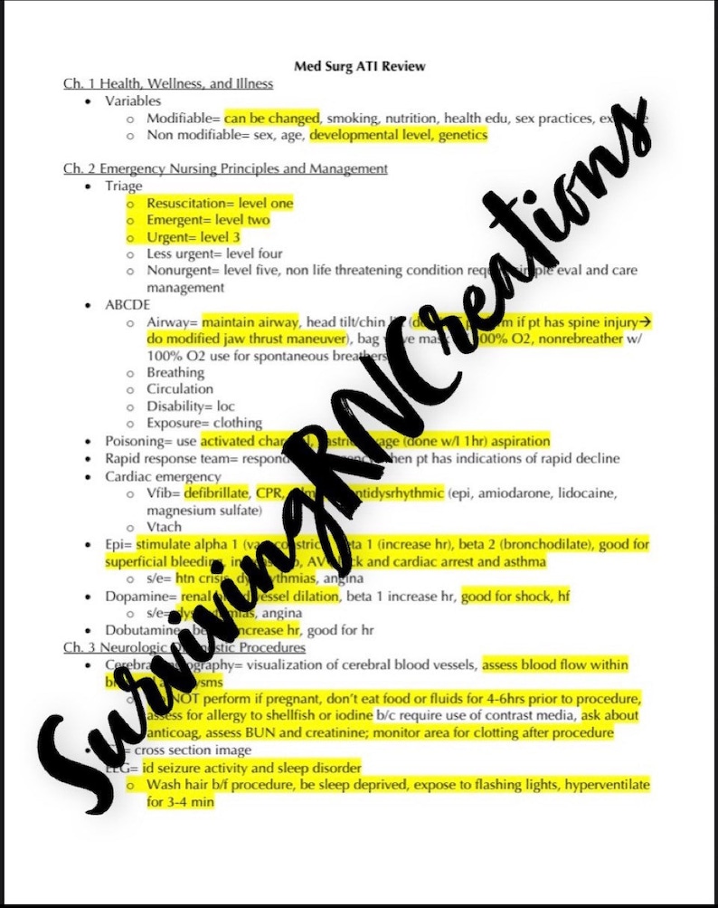 RN ATI Med Surg Proctored Review (Instant Download) Etsy