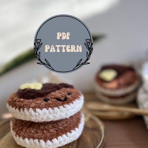 Pancake Crochet Pattern - Butter and syrup - Amigurumi - Food crochet - PDF Pattern Pancakes Amigurumi - French & English - Dessert Crochet