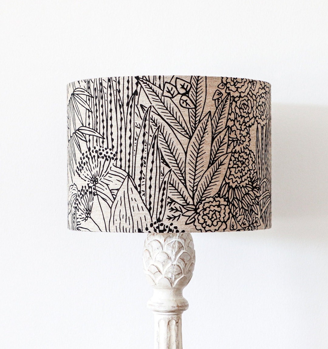Abat-jour Sur Mesure 22 Cm – Tissu Noir Style Vintage, Fabrication Artisanale
