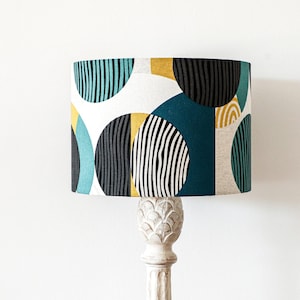 Handcrafted Modern Geometric Lampshade – Unique Fabric Lamp Shade for Living Room, Bedroom, Nursery or Office Decor