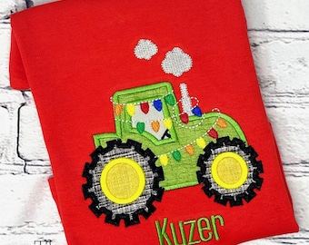 Boys Tractor Shirt, Boys Christmas Shirt, Christmas Tractor Shirt, Christmas Gift