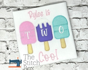 Girl's Popsicle Shirt, Two Cool Birthday Shirt, Popsicle Theme Shirt, Popsicle Trio Shirt, Popsicle Birthday Theme,