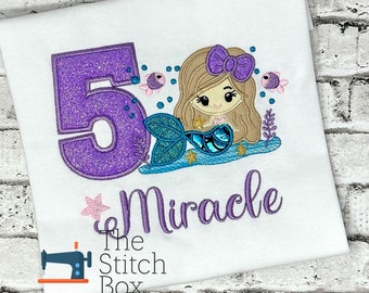 Mermaid Birthday Shirt: Embroidered Under the Sea Outfit