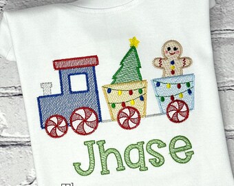 Boys Christmas Shirt, Christmas Train Shirt,   Gingerbread Shirt, Vintage Train Shirt, Christmas Gift