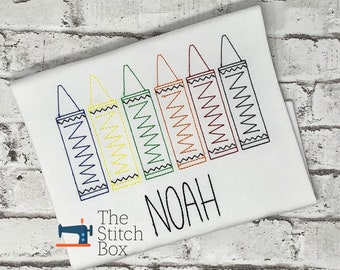Personalized Crayon Back to School Shirt: Embroidered Kids Tee