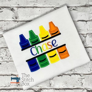 Personalized Crayon Shirt: Embroidered Back to School Outfit