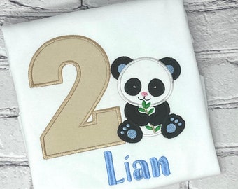 Personalized Embroidered Panda Birthday Shirt